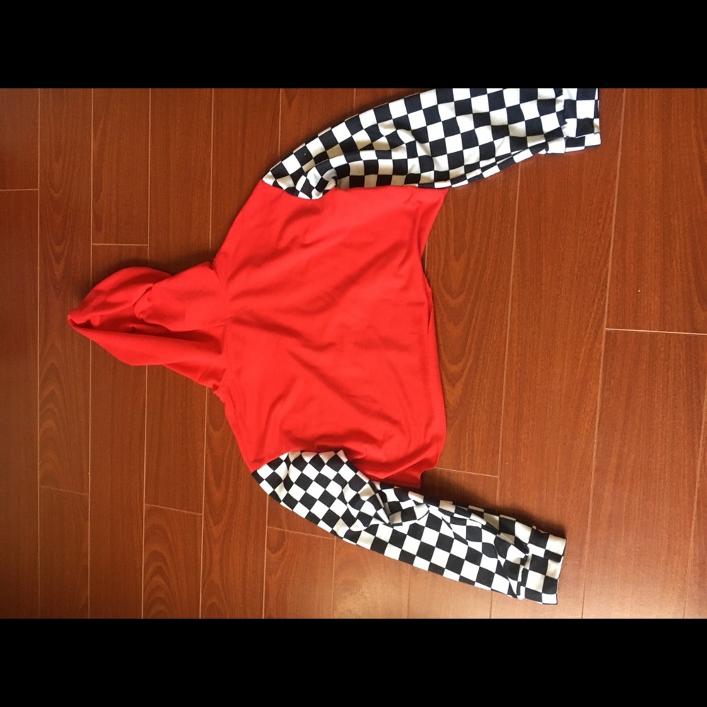 checkered and red hoodie!